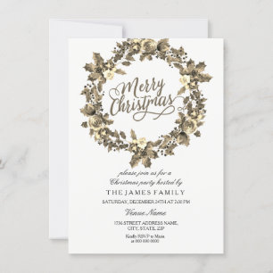 Gold Leaf Blumenstrauß Weihnachtsfest Party Einlad Einladung
