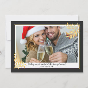 Gold Leaf Corners Foto Weihnachtskarte Feiertagskarte