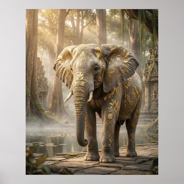 Gold Leaf Elefanten Hain Poster (Vorne)