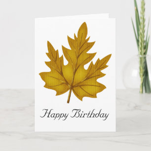 Gold Leaf Fall Saison Happy Birthday Card Karte