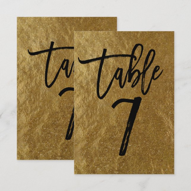 Gold Leaf Folie Moderne Schrift Tischnummer 7 (Vorne/Hinten)