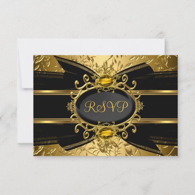 Gold Leaf & Gem 50 Jahre UAWG RSVP Karte (Vorderseite)