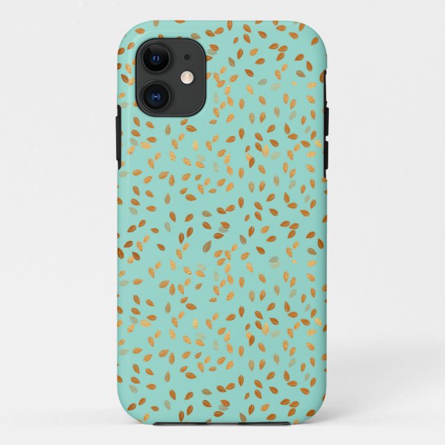 Gold-Leaf-Konfetti-Muster auf Minze Case-Mate iPhone Hülle (Rückseite)