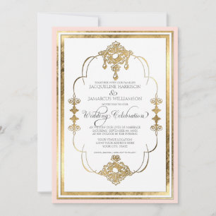 Gold Leaf Look Art Deco Jugendstil Einladung