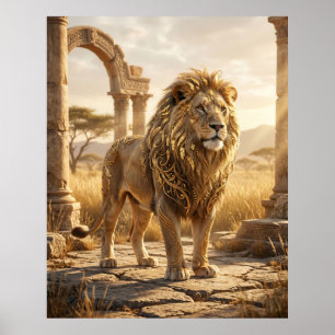 Gold Leaf Löwen Ruinen Poster