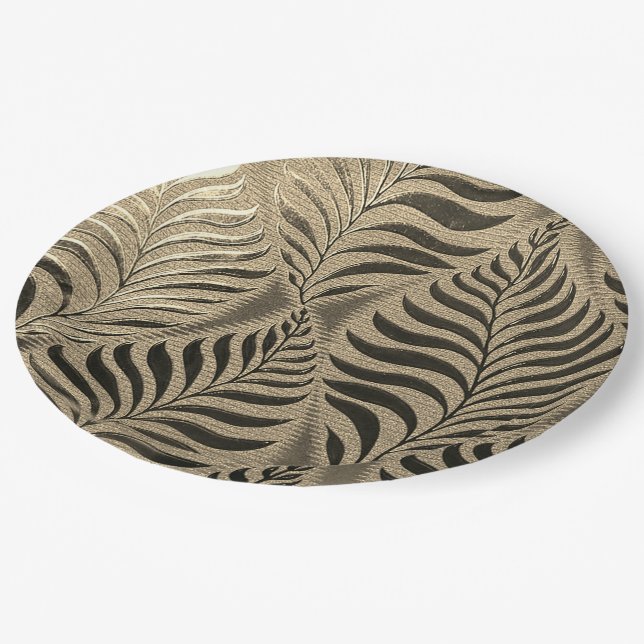 Gold Leaf Motif Pappteller (Schrägansicht)