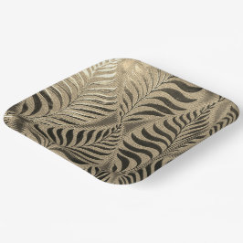 Gold Leaf Motif Square Pappteller
