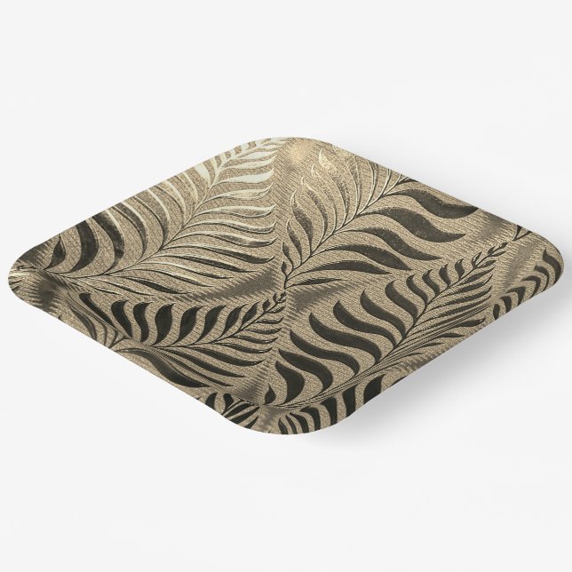 Gold Leaf Motif Square Pappteller (Gewinkelt)