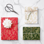 Gold Leaf Muster Red Green White Christmas Geschenkpapier Set<br><div class="desc">Festliche Verpackung mit einem eleganten goldenen Blatt Muster auf einem jeden von rot,  weiß und dunkelgrün. Die Hintergrundfarben können auf Wunsch über die Option Anpassen geändert werden.</div>