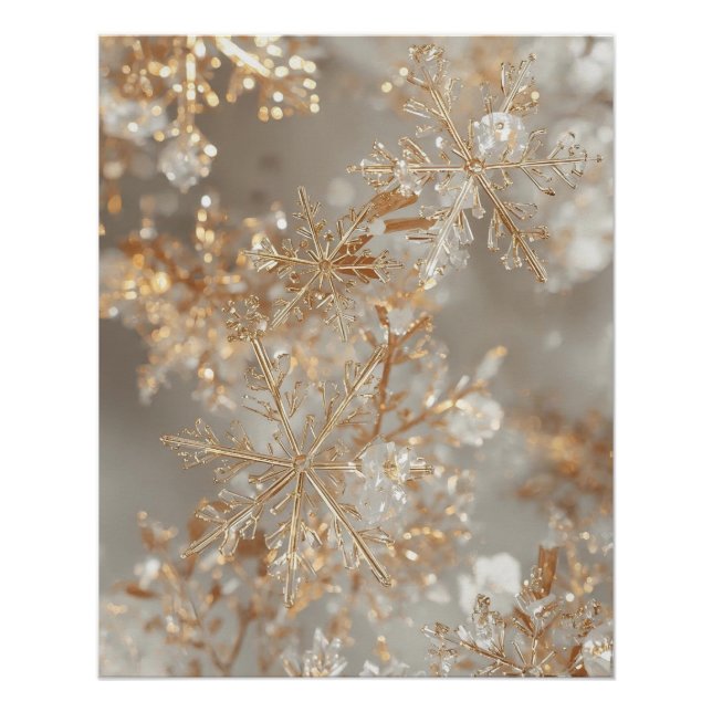 Gold Leaf Snowflakes Poster (Devant)