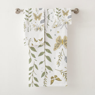 Gold Leaf und Schmetterlinge Badhandtuch Set