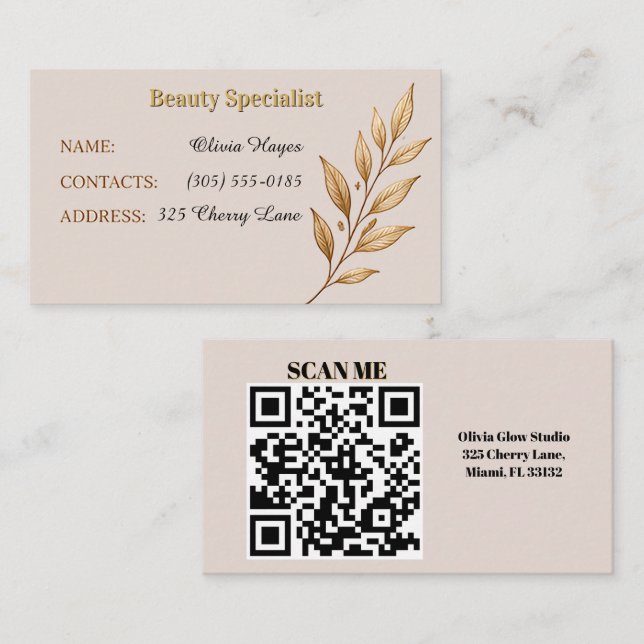 Gold Leaf Vorlage Elegant Professionell Visitenkarte (Vorne/Hinten)
