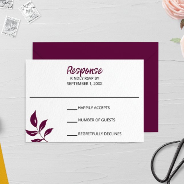 Gold Leaf Wedding RSVP Card (Von Creator hochgeladen)