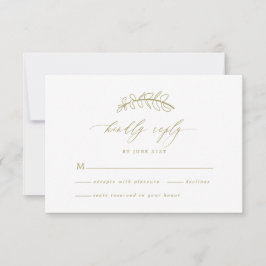 Gold Leaf Wedding RSVP Card Karte