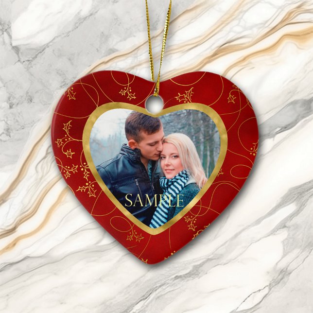 Gold Leaf Wein Foto Vorlage Weihnachten Keramikornament (Von Creator hochgeladen)