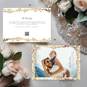 Gold Leaf Woven Frame Foto QR CODE Hochzeit Save The Date