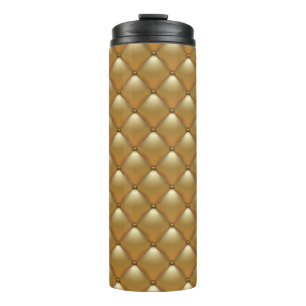 Gold-Lederpolsterung, Vintage-Sofa. Thermosbecher