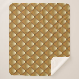 Gold Lederpolsterung, Vintages Sofa. Sherpadecke
