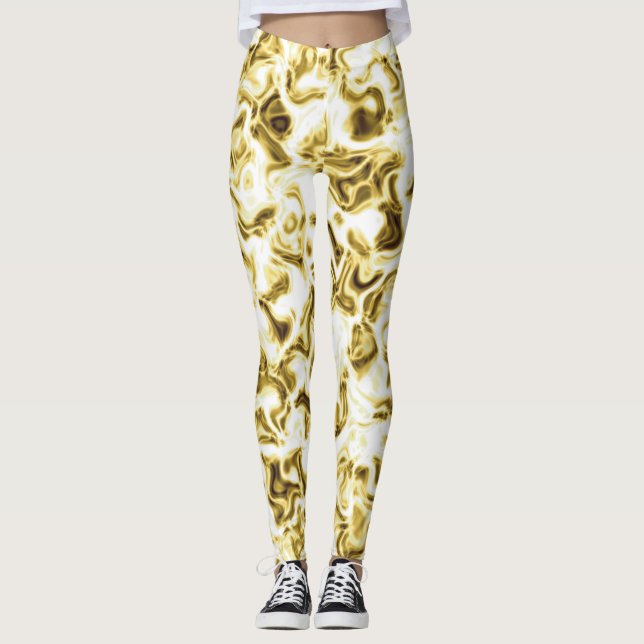 Gold Leggings Stilvolle Muster Leggings (Vorderseite)