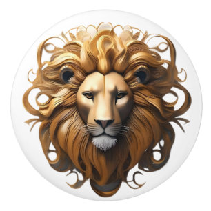 Gold Leo das Lion Star-Zeichen, Keramikknauf