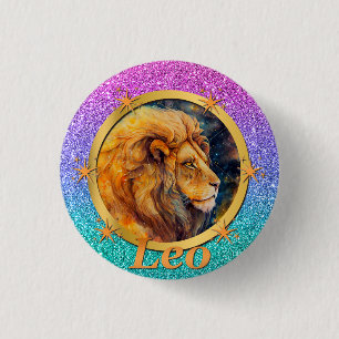Gold Leo Zodiac Horoskop Motivierend Inspirierend Button