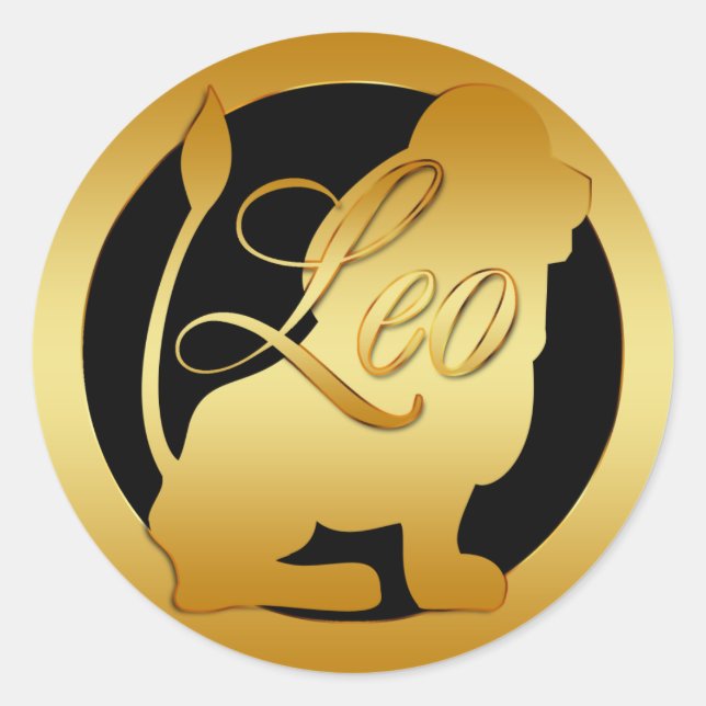 GOLD LEO ZODIAC SIGN RUNDER AUFKLEBER (Vorderseite)