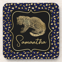 Gold Leopard and Blue Leopard Print Getränkeuntersetzer