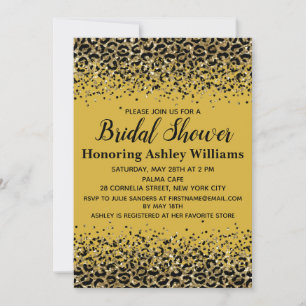 Gold Leopard Black Chic Animal Print Brautparty Einladung