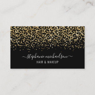 Gold Leopard Glitter Schönheitssalon Visitenkarte
