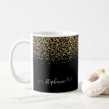 Gold Leopard Glitzer Monogram Black