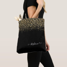 Gold Leopard Glitzer Monogram Black