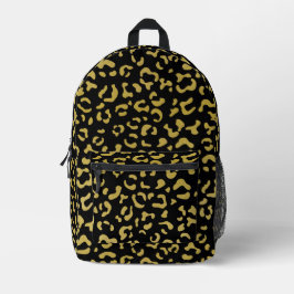 Gold Leopard, Gold Glitzer, Leopard Muster Bedruckter Rucksack
