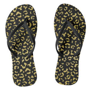 Gold Leopard, Gold Glitzer, Leopard Muster Flip Flops