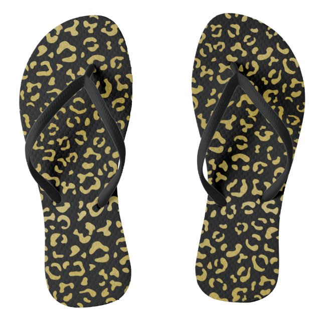 Gold Leopard, Gold Glitzer, Leopard Muster Flip Flops (Fußbett)
