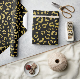 Gold Leopard, Gold Glitzer, Leopard Muster Geschenkpapier