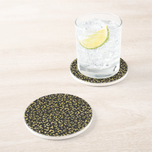 Gold Leopard, Gold Glitzer, Leopard Muster Getränkeuntersetzer