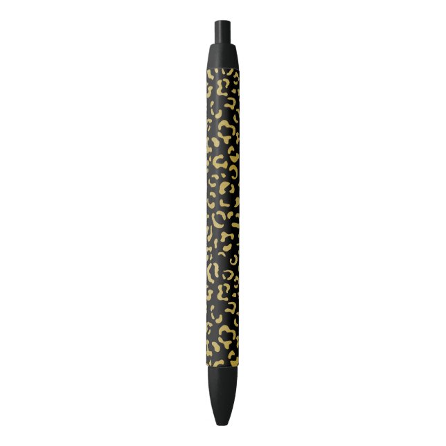 Gold Leopard, Gold Glitzer, Leopard Muster Kugelschreiber (Vorderseite Vertikal)