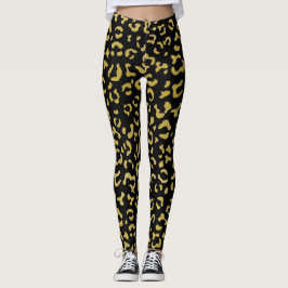 Gold Leopard, Gold Glitzer, Leopard Muster Leggings