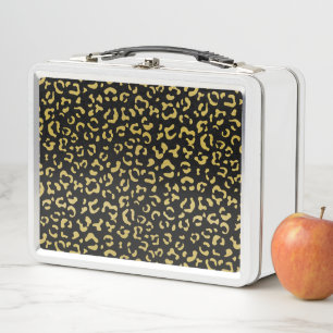 Gold Leopard, Gold Glitzer, Leopard Muster Metall Brotdose