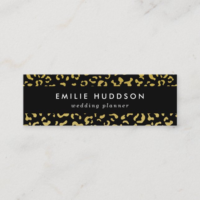 Gold Leopard, Gold Glitzer, Leopard Muster Mini Visitenkarte (Vorderseite)