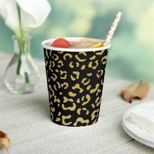 Gold Leopard, Gold Glitzer, Leopard Muster Pappbecher