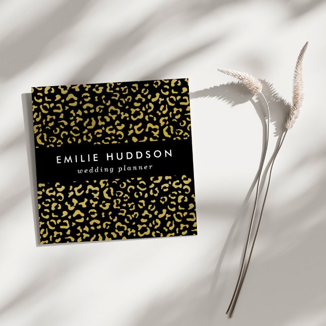 Gold Leopard, Gold Glitzer, Leopard Muster Quadratische Visitenkarte (Von Creator hochgeladen)