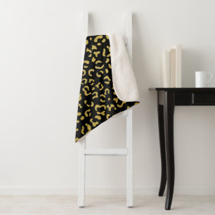 Gold Leopard, Gold Glitzer, Leopard Muster Sherpadecke