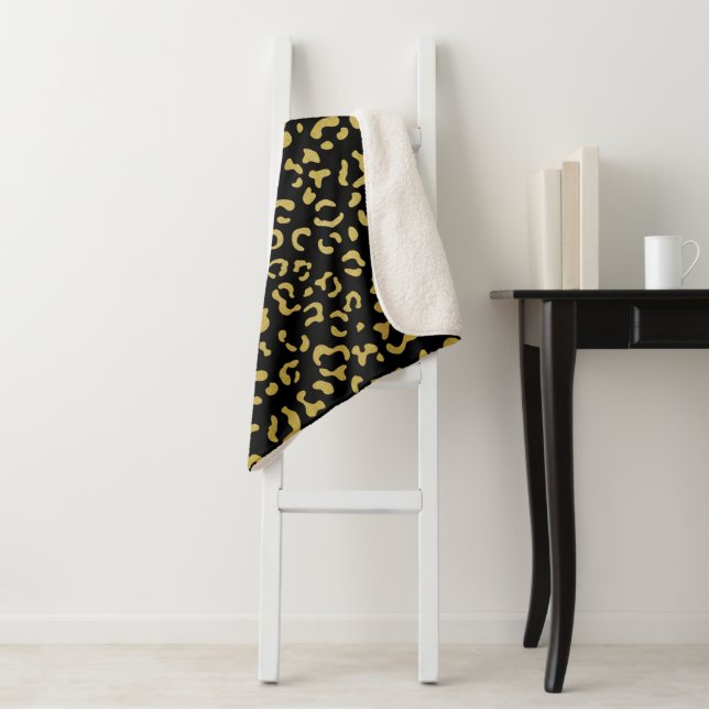 Gold Leopard, Gold Glitzer, Leopard Muster Sherpadecke (Beispiel)