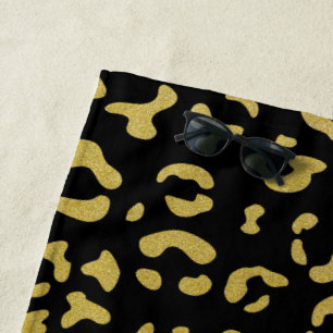 Gold Leopard, Gold Glitzer, Leopard Muster Strandtuch
