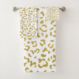 Gold Leopard, Gold Glitzer, Leopard Print Badhandtuch Set