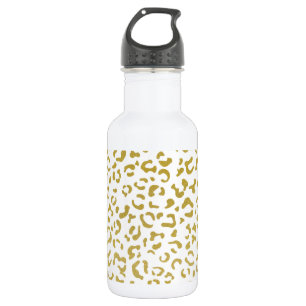 Gold Leopard, Gold Glitzer, Leopard Print Edelstahlflasche