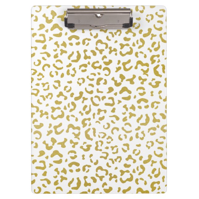 Gold Leopard, Gold Glitzer, Leopard Print Klemmbrett (Vorderseite)