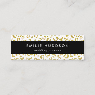 Gold Leopard, Gold Glitzer, Leopard Print Mini Visitenkarte