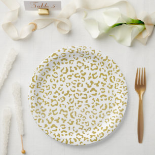 Gold Leopard, Gold Glitzer, Leopard Print Pappteller